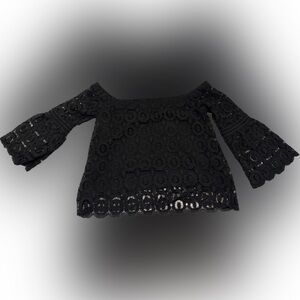 Lulu's Black Laced Off The Shoulder Blouse Size Med Excellent-Condition